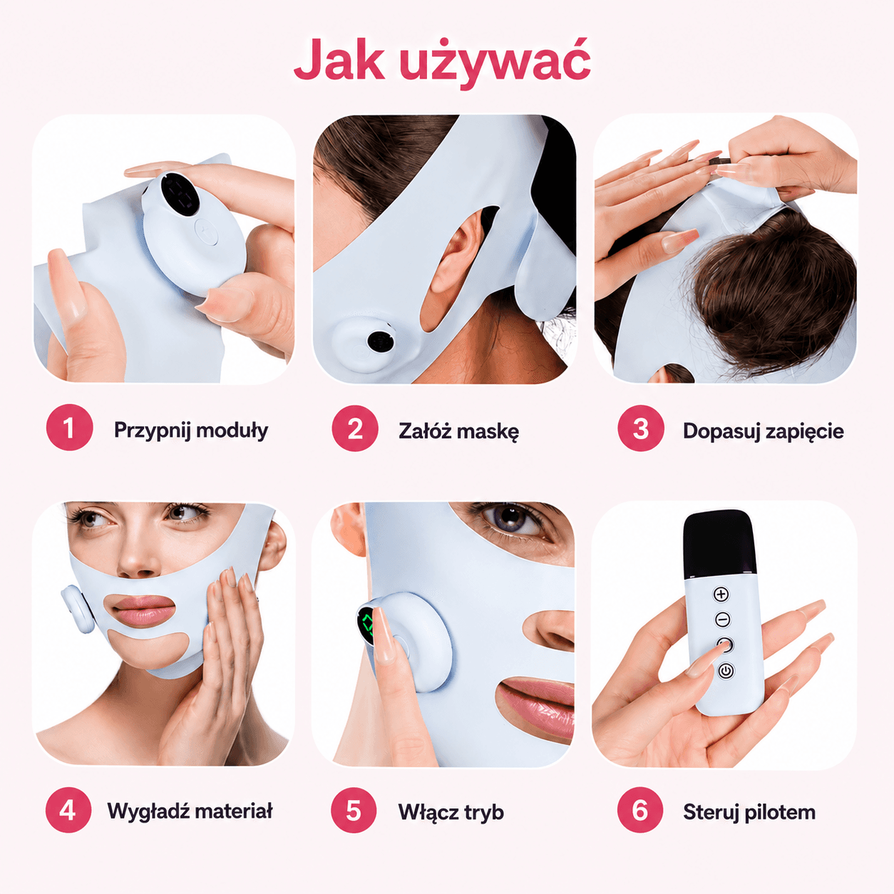VContour - Inteligentna Maska Liftingująca EMS na Drugi Podbródek i Owal Twarzy