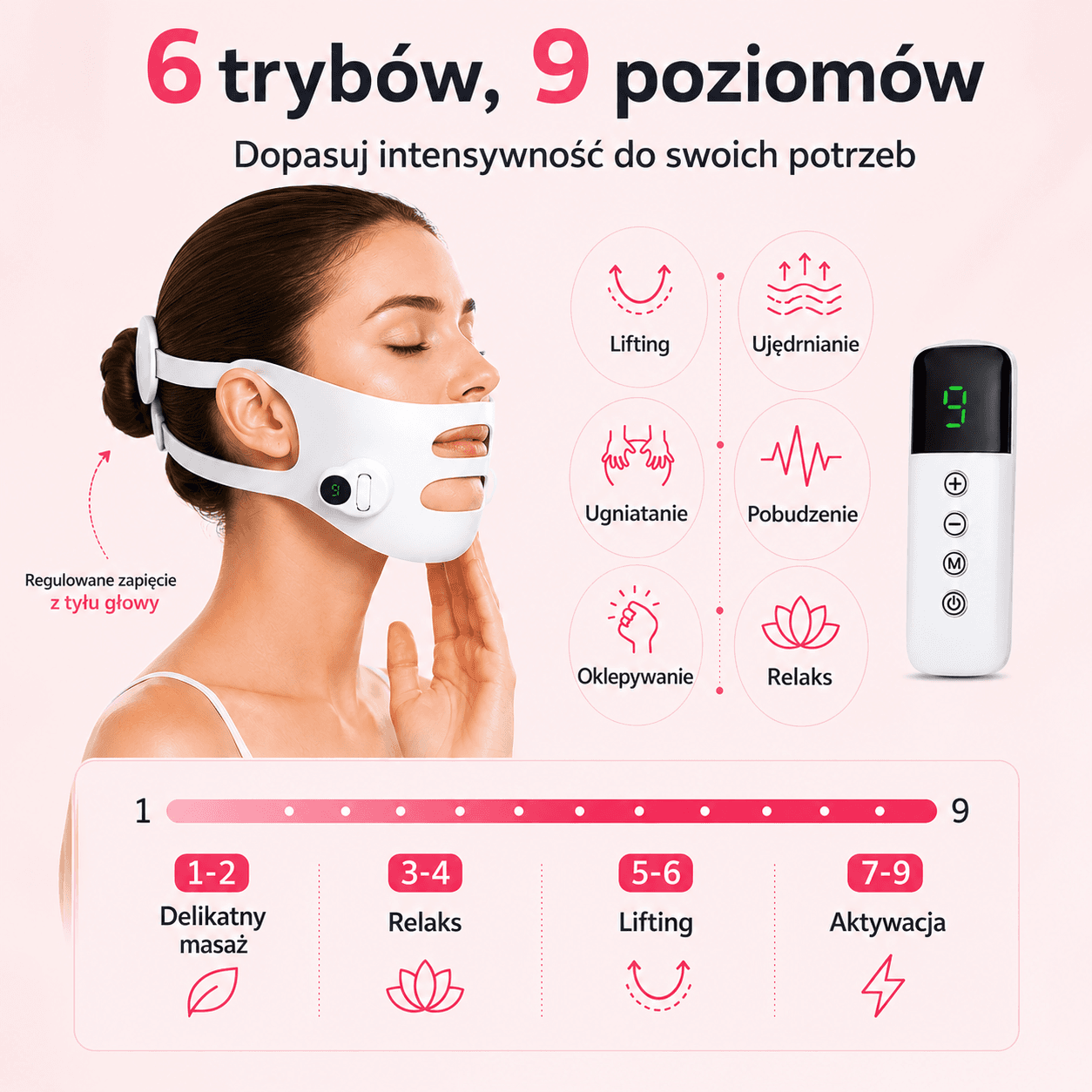 VContour - Inteligentna Maska Liftingująca EMS na Drugi Podbródek i Owal Twarzy