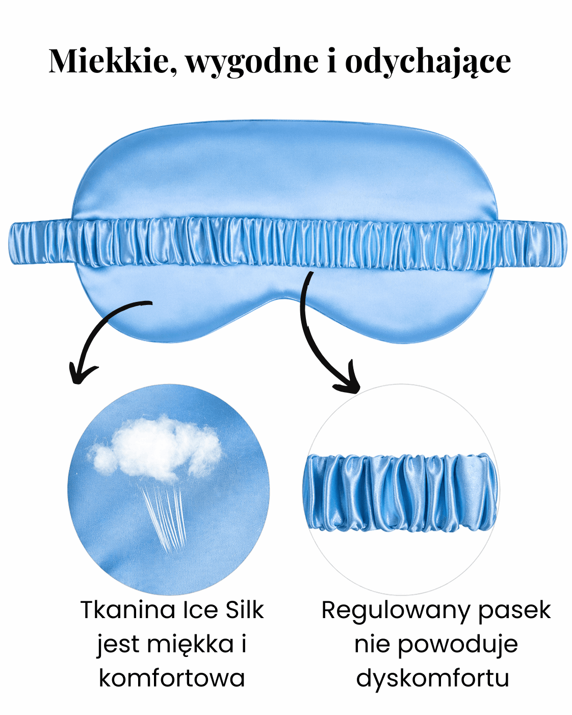 Maska na oczy jedwabna, dwustronna, zaciemniająca