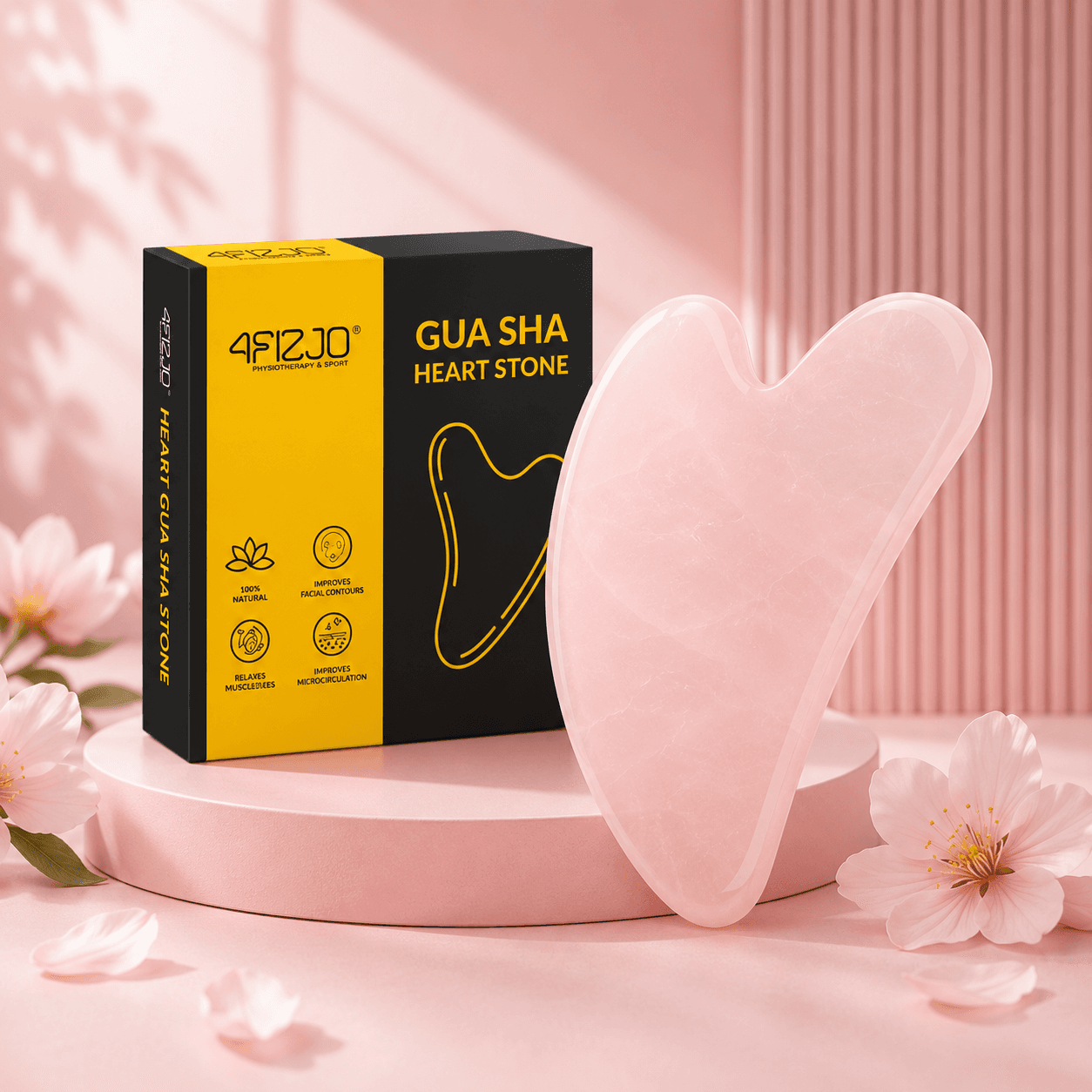 Klasyczny kamień Gua Sha z naturalnego różowego kwarcu